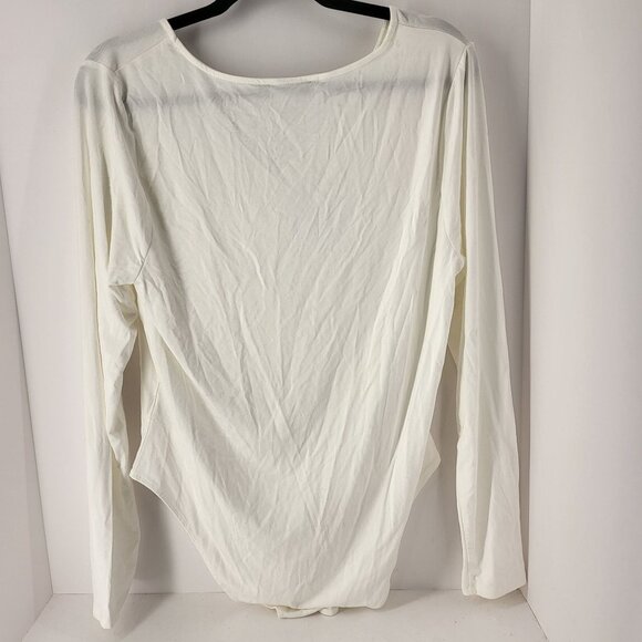 Forever 21 Women's Ivory Long Sleeve Bodysuit 1X Soft Stretchy Fabric - Picture 7 of 9